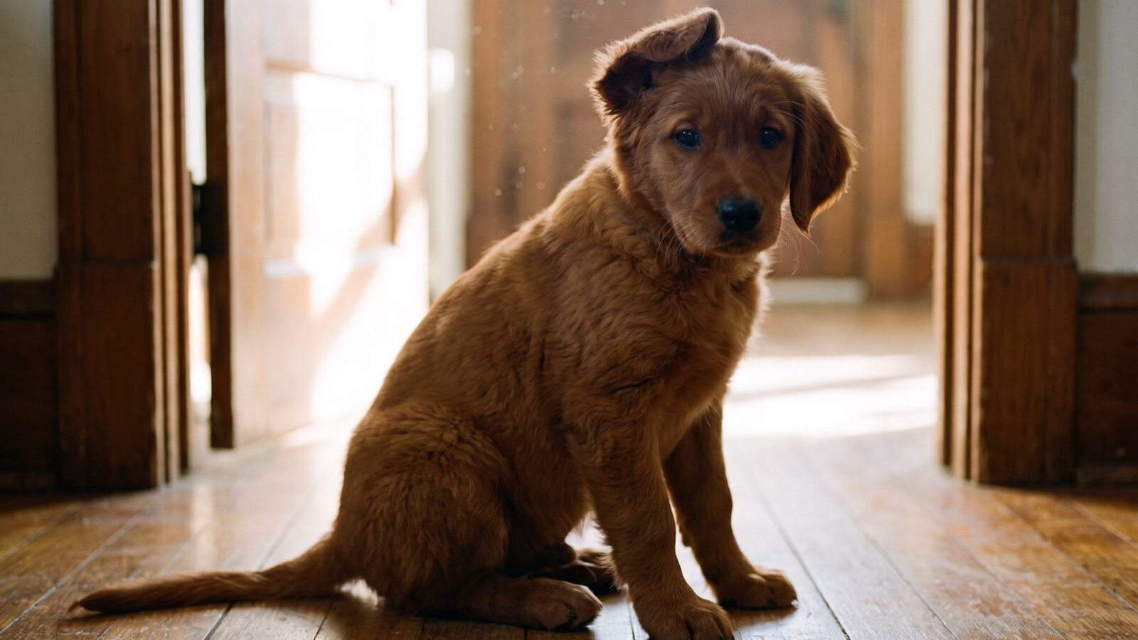 Pippin, a red Golden Retriever puppy